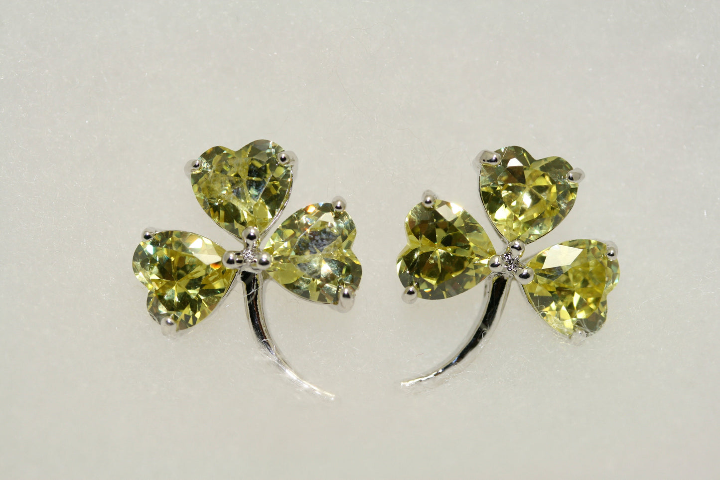 Rhinestone Swarovski Irish Shamrock Three-leaf Clovers Stud Earrings, IRISH St Patrick's Day Jewelry Gift