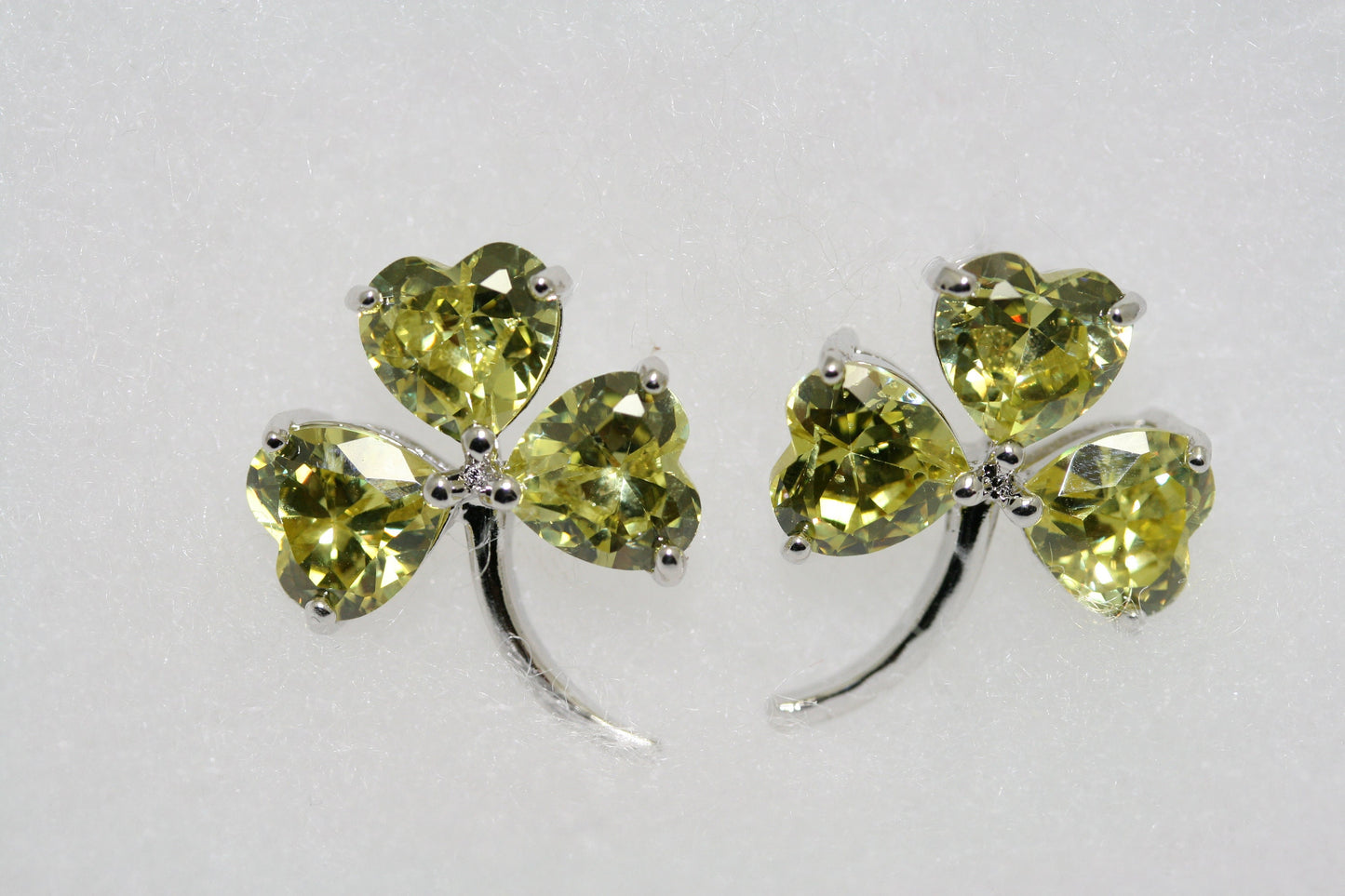 Rhinestone Swarovski Irish Shamrock Three-leaf Clovers Stud Earrings, IRISH St Patrick's Day Jewelry Gift