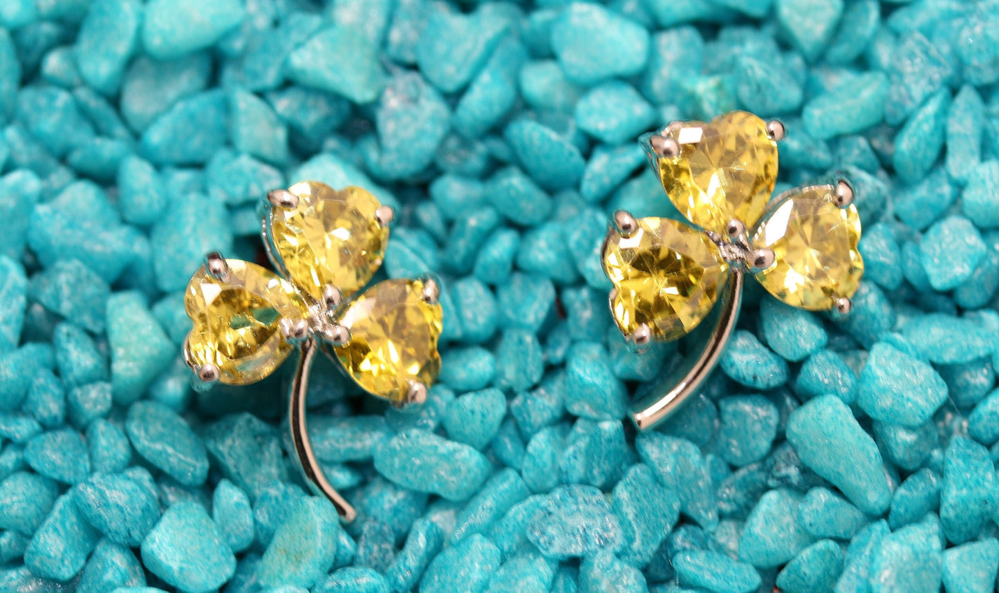 Rhinestone Swarovski Irish Shamrock Three-leaf Clovers Stud Earrings, IRISH St Patrick's Day Jewelry Gift
