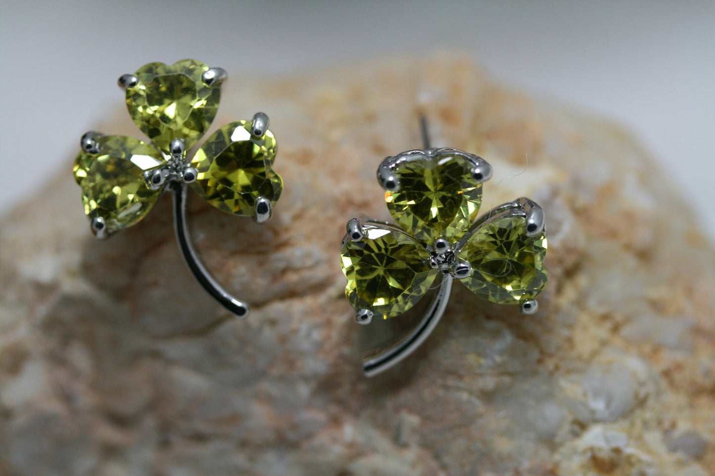 Rhinestone Swarovski Irish Shamrock Three-leaf Clovers Stud Earrings, IRISH St Patrick's Day Jewelry Gift