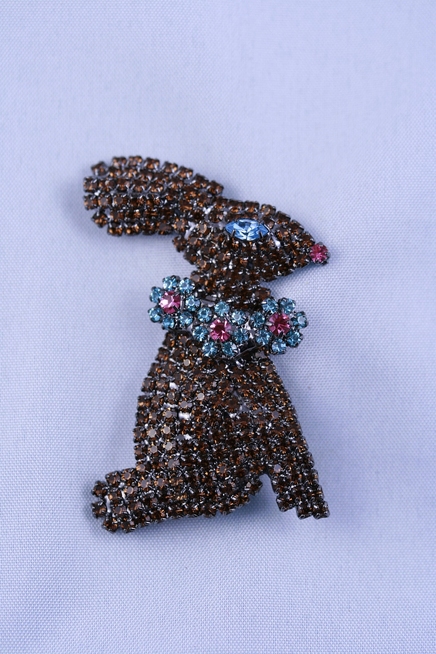 Rhinestone Easter Chocolate Bunny Brooch Pin, Easter Bunny Rabbit Jewelry Gift