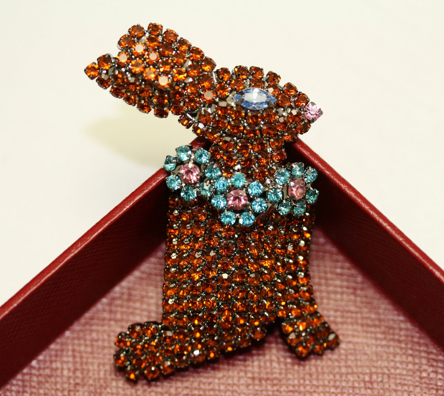 Rhinestone Easter Chocolate Bunny Brooch Pin, Easter Bunny Rabbit Jewelry Gift