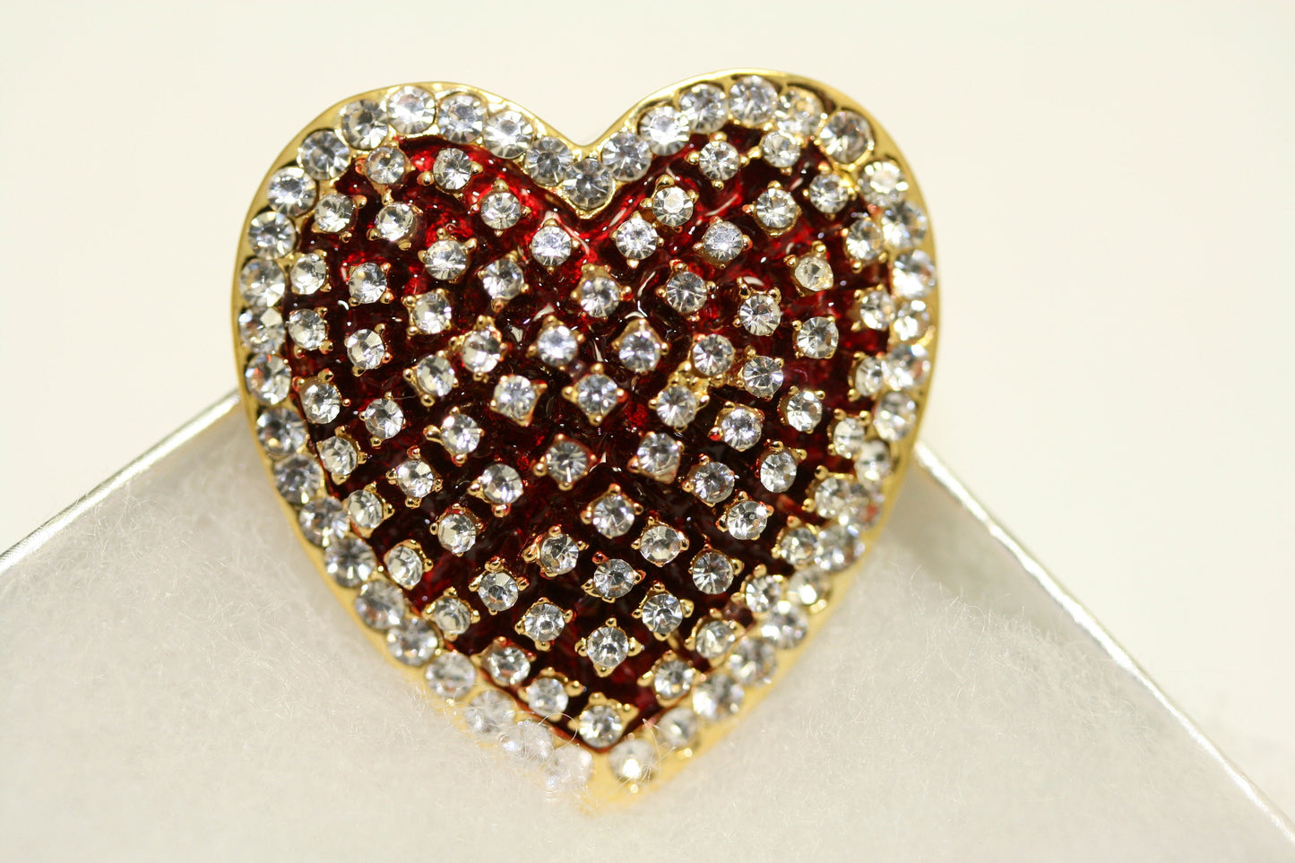 Valentine’s Day Ruby Red Rhinestone Heart Brooch Pin, Valentine's Day Jewelry Gift For Her, Fashion Jewelry