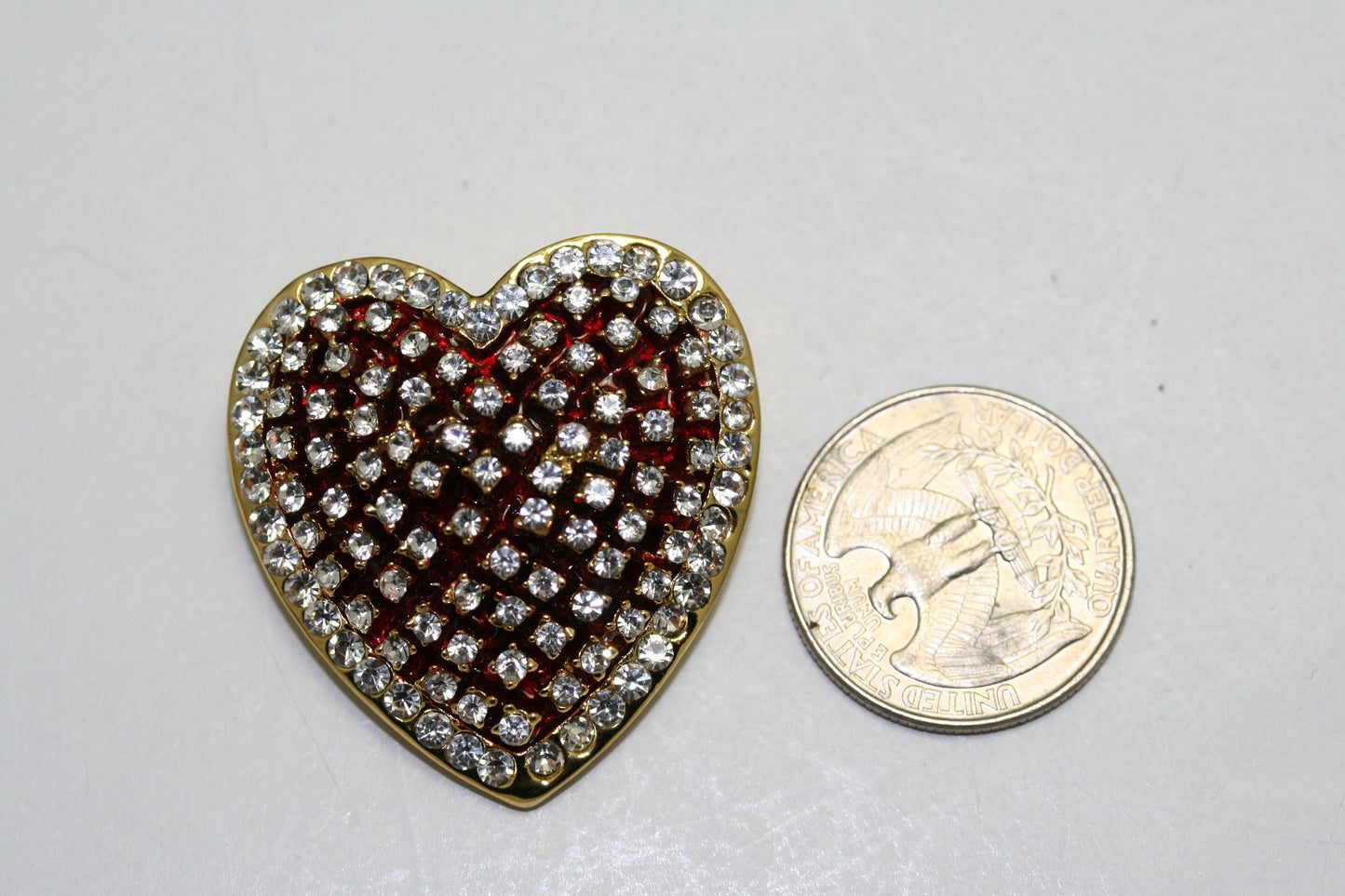 Valentine’s Day Ruby Red Rhinestone Heart Brooch Pin, Valentine's Day Jewelry Gift For Her, Fashion Jewelry