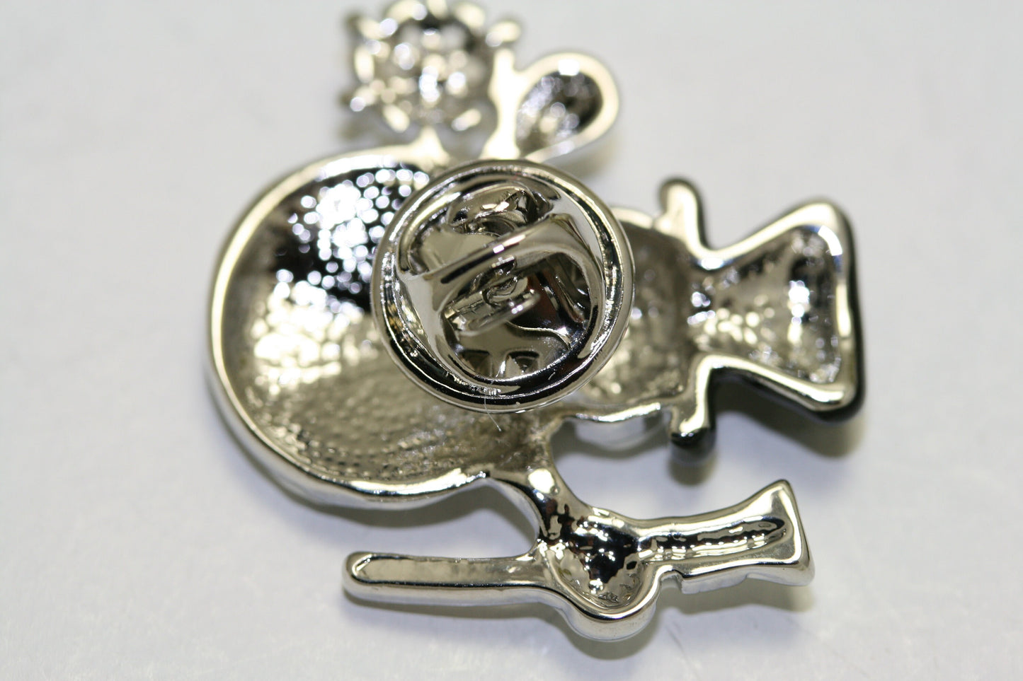 Christmas Snowman Brooch, Glittery and Glitzy Snowman Pin with Clear Rhinestones and Enameling, Holiday Fashion Jewelry