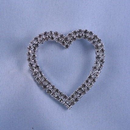 Clear Rhinestone Open Heart Brooch Pin Silver Tone Bling Shiny Sparkly, Valentine's day Heart Jewelry