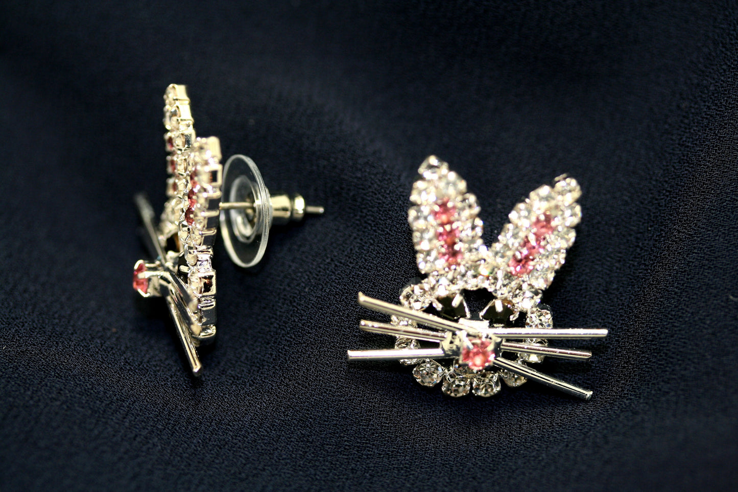 Rhinestone Easter Bunny Brooch and Earrings Set, Easter Rabbit Pin, Easter Rabbit Earrings, Easter Jewelry Gift