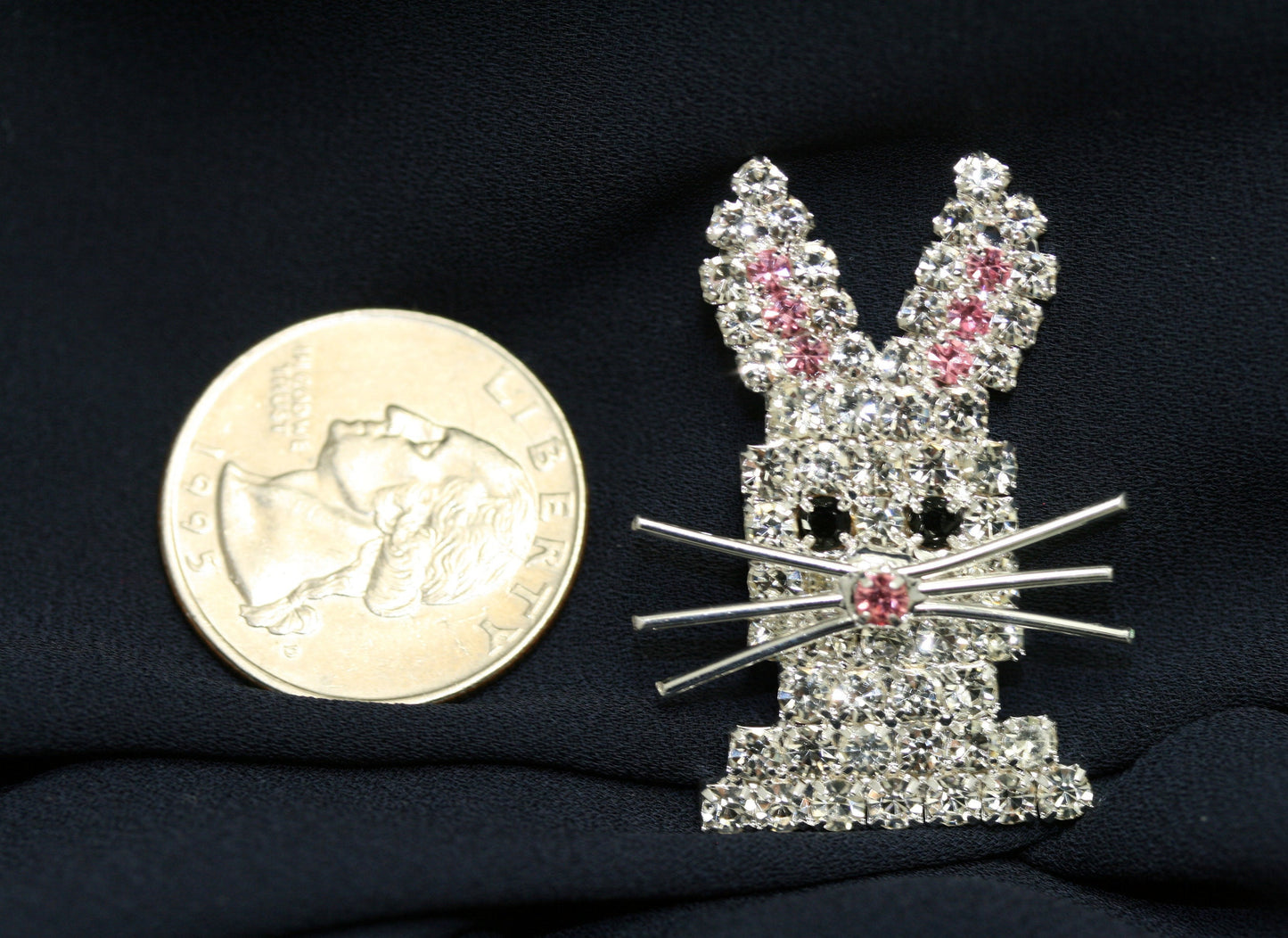 Rhinestone Easter Bunny Brooch and Earrings Set, Easter Rabbit Pin, Easter Rabbit Earrings, Easter Jewelry Gift