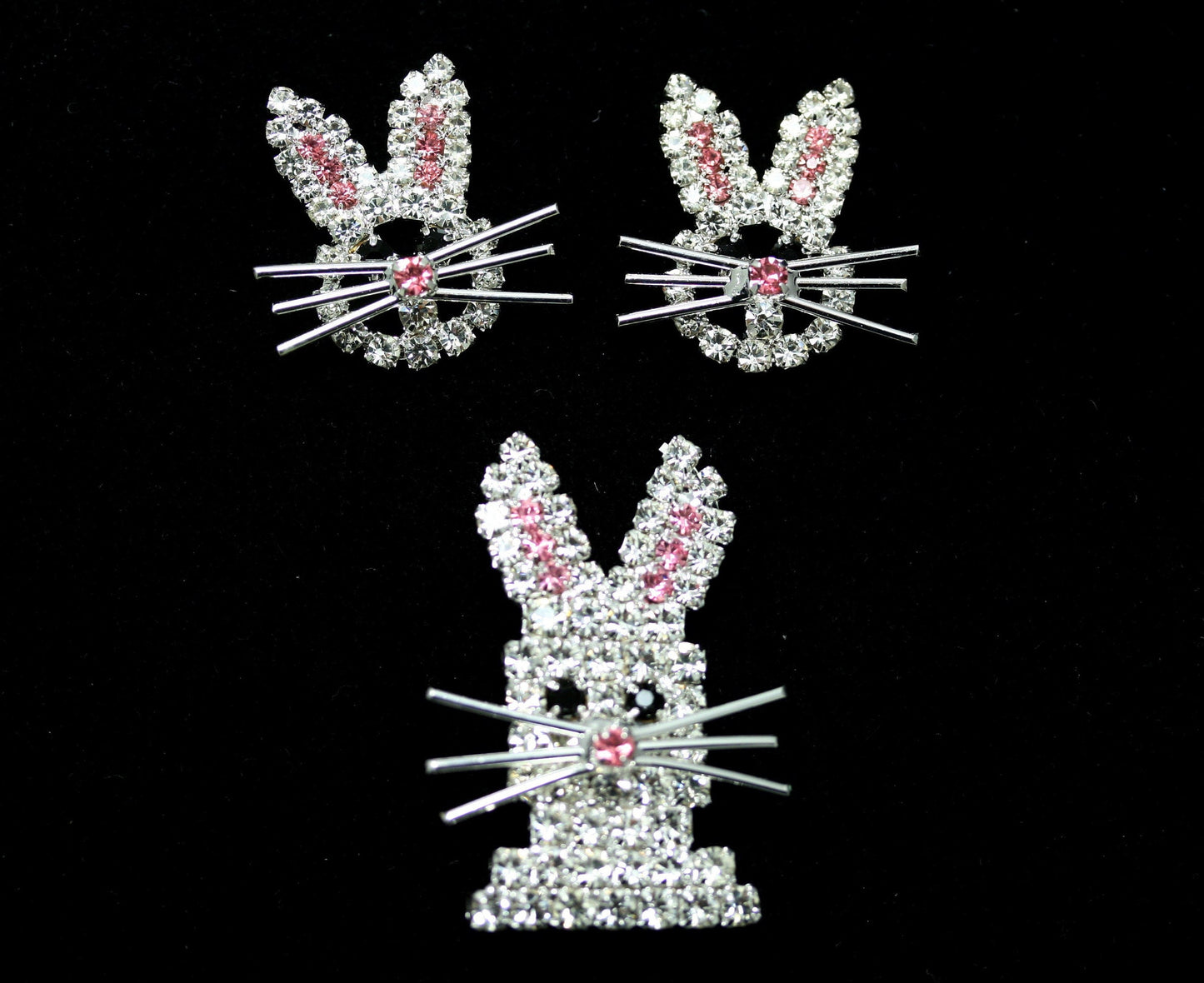 Rhinestone Easter Bunny Brooch and Earrings Set, Easter Rabbit Pin, Easter Rabbit Earrings, Easter Jewelry Gift