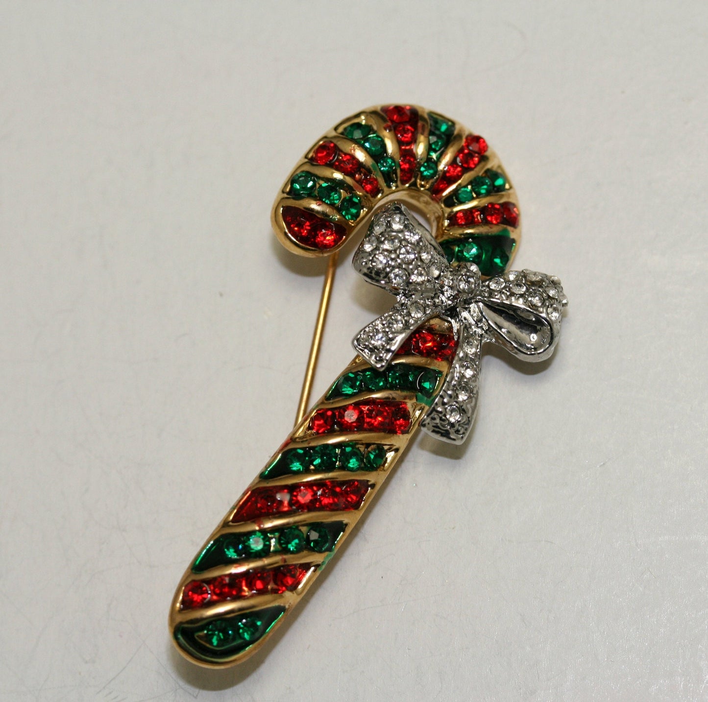 Christmas Candy cane Brooch Rhinestone Sparkle Candy Cane Brooch Pin, Holiday Gift