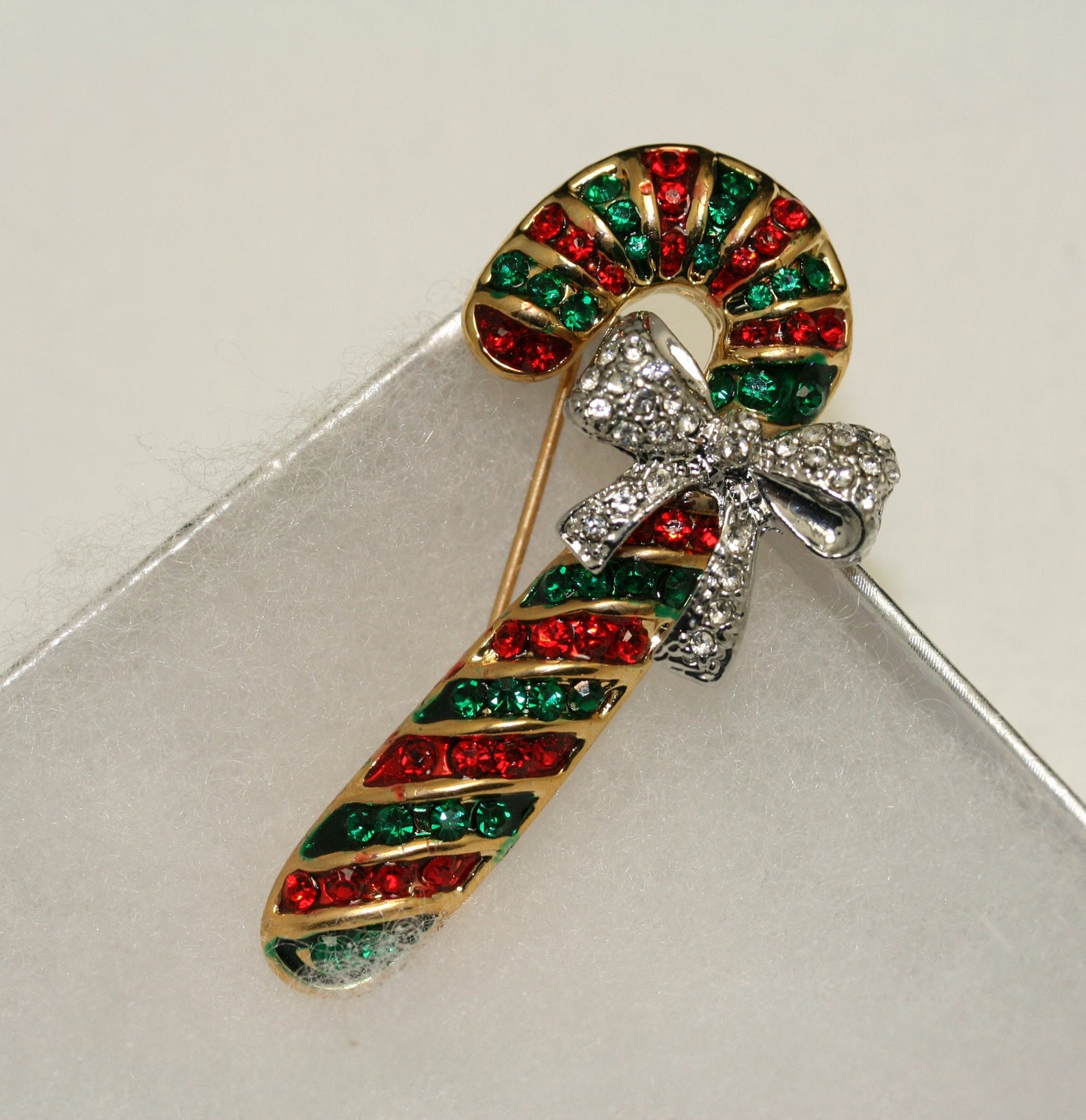 Christmas Candy cane Brooch Rhinestone Sparkle Candy Cane Brooch Pin, Holiday Gift
