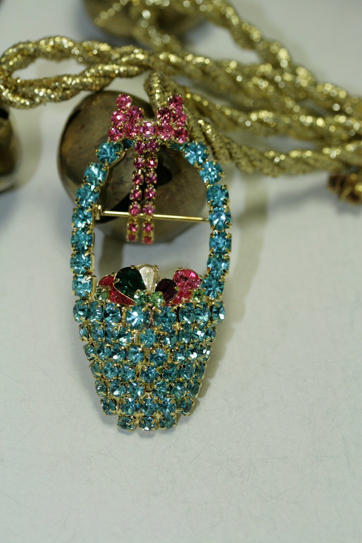 Rhinestone Easter Basket Brooch Pin, Easter Jewelry, Easter Egg Brooch Pin, Easter Holiday Jewelry Gift