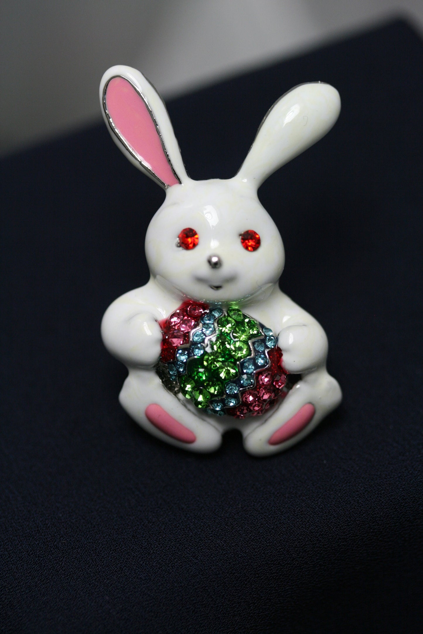 Rhinestone Crystal Enamel Spring Easter Bunny Rabbit Egg Brooch Pin, Easter Egg With Bunny Pin, Easter Brooch Jewelry