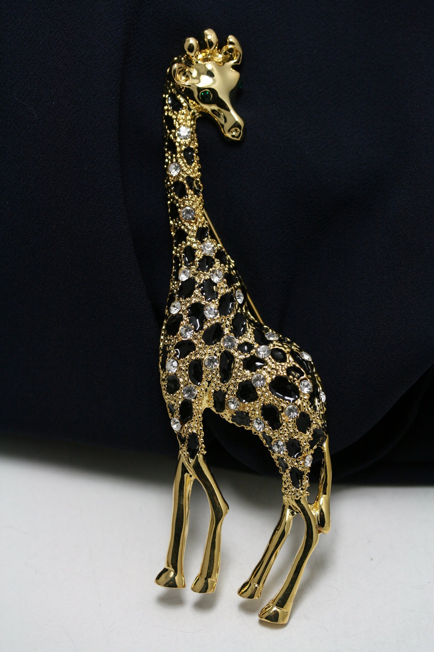 Gold Giraffe Rhinestone Brooch Pin
