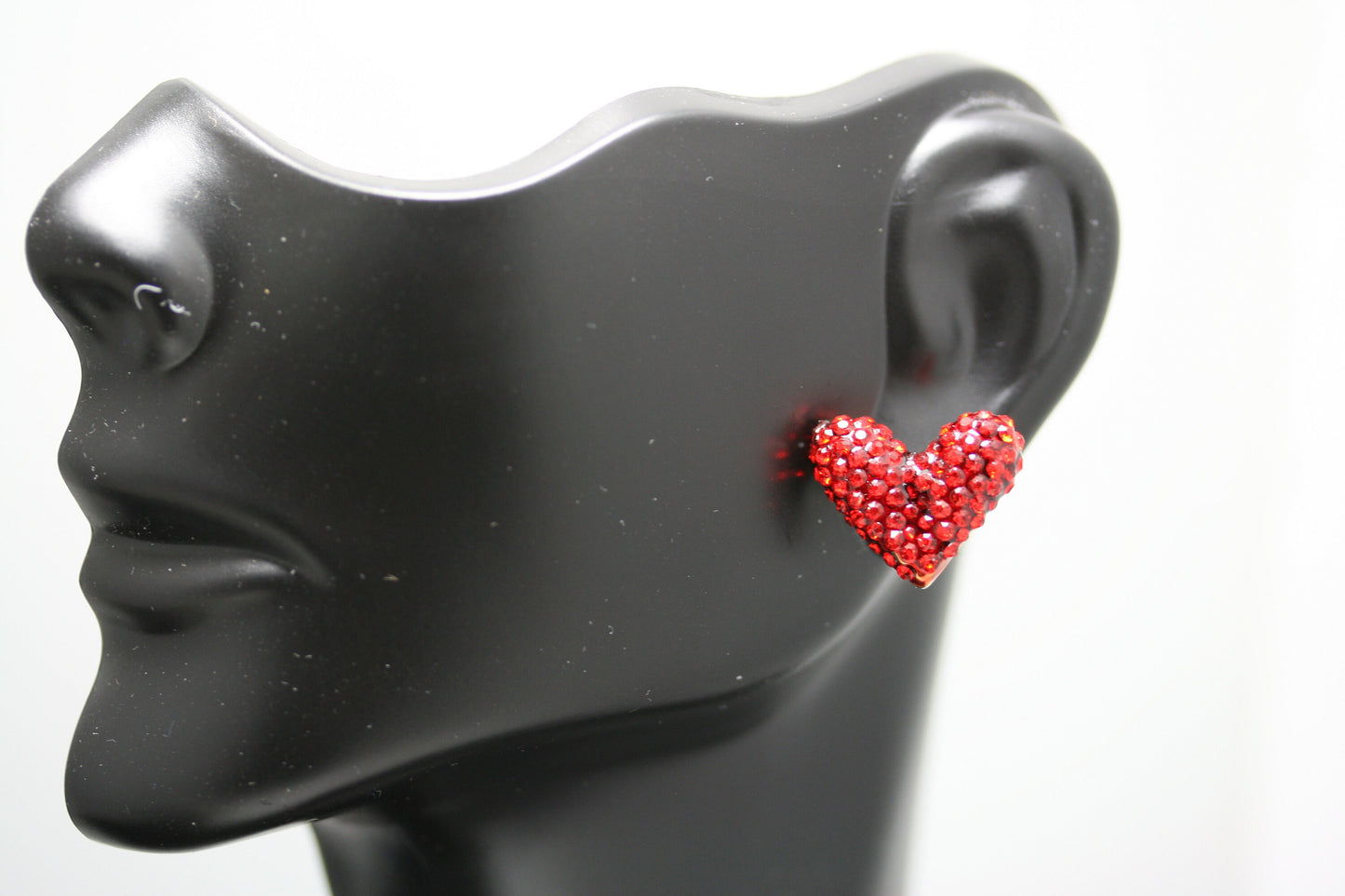 Gold Treasures Crystal Heart Stud Earrings, Rhinestone Red Heart Earrings, Valentine's Day Heart Earrings Jewelry Gift