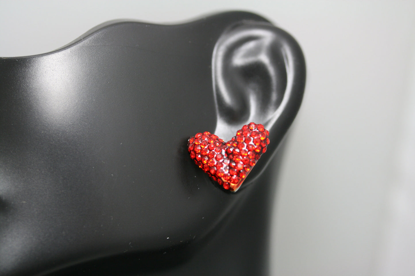 Gold Treasures Crystal Heart Stud Earrings, Rhinestone Red Heart Earrings, Valentine's Day Heart Earrings Jewelry Gift
