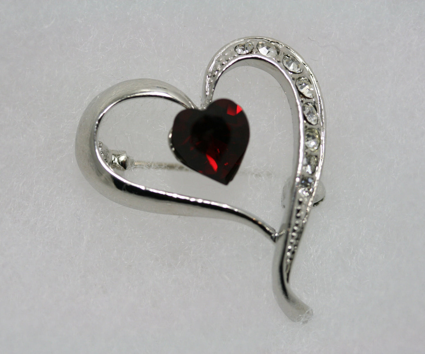 Rhinestone Heart Brooch Pin, Valentine's Red Heart Pin, Valentine's Jewelry Gift