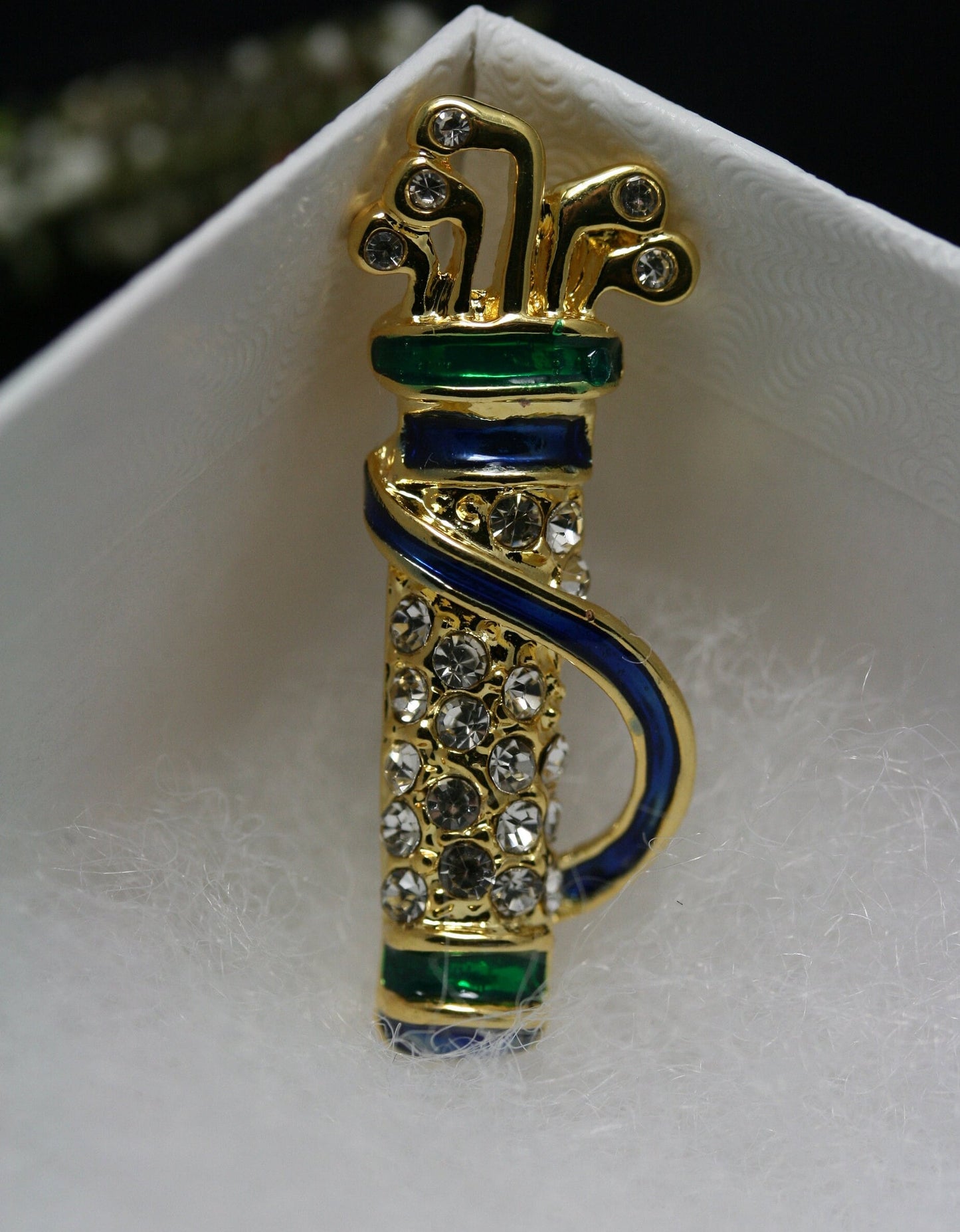 Rhinestone GOLF Pin Brooch BAG Clubs, Golf Bag Brooch Pin, Golf Jewelry Gift