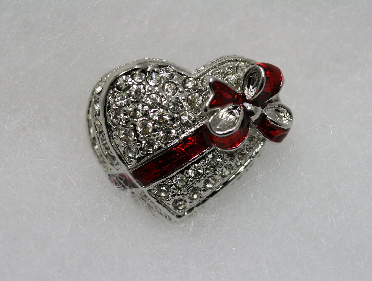 Vintage Valentine's Day Heart Candy Box Diamond Crystal Rhinestone Brooch Pin, Heart Brooch Jewelry GIft