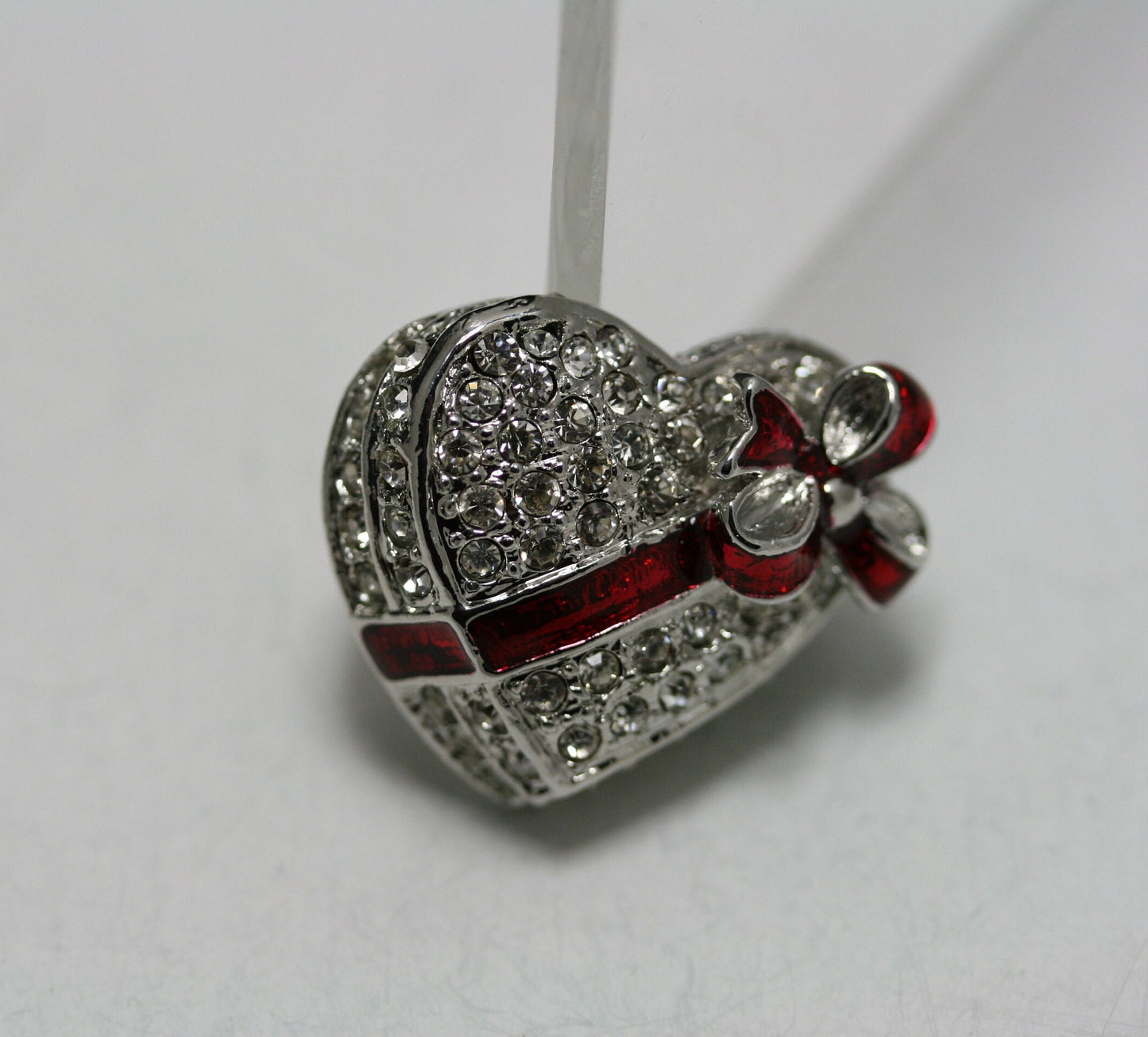 Vintage Valentine's Day Heart Candy Box Diamond Crystal Rhinestone Brooch Pin, Heart Brooch Jewelry GIft