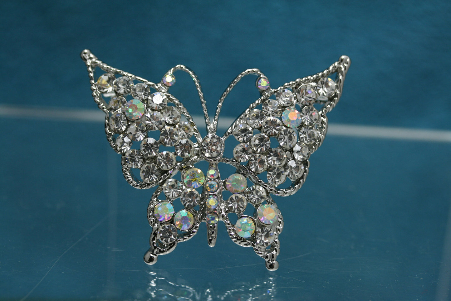 Bling Jewelry Large Clear Crystal Filigree Fashion Statement Butterfly Brooch Pin for Women, Butterfly Pin Jewelry