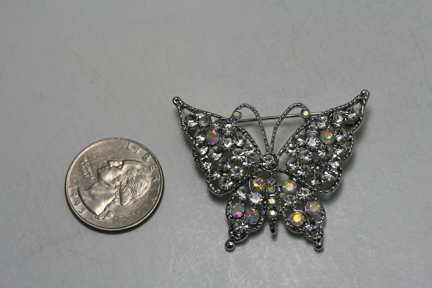 Bling Jewelry Large Clear Crystal Filigree Fashion Statement Butterfly Brooch Pin for Women, Butterfly Pin Jewelry