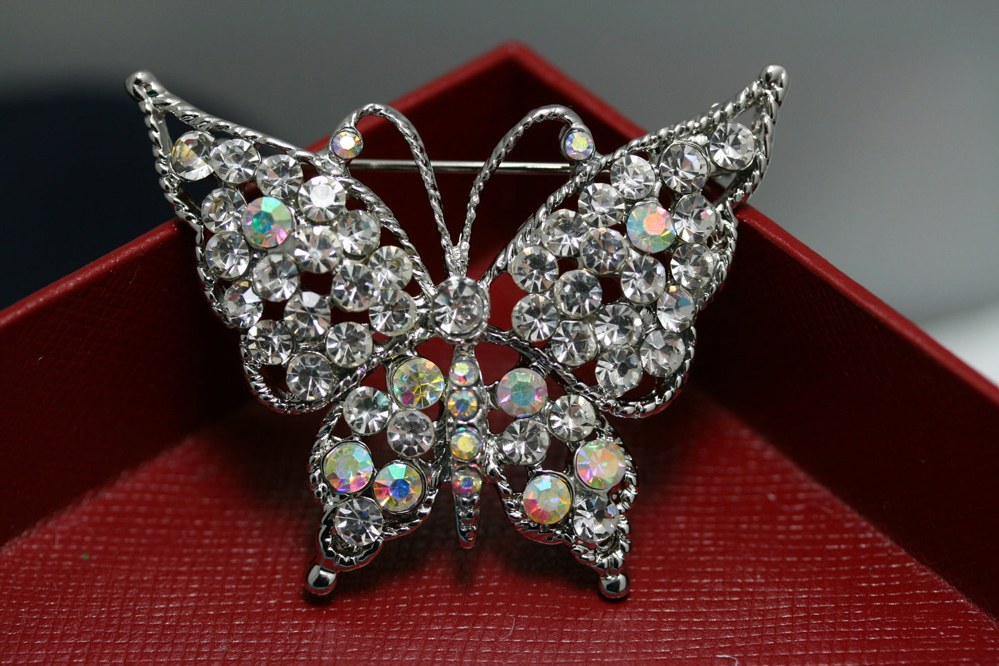 Bling Jewelry Large Clear Crystal Filigree Fashion Statement Butterfly Brooch Pin for Women, Butterfly Pin Jewelry