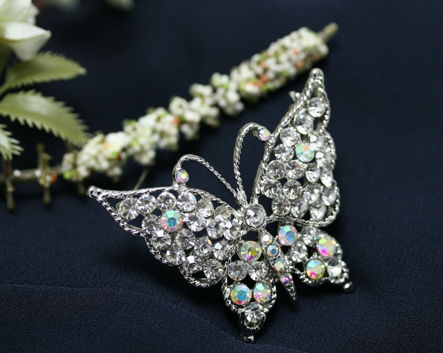 Bling Jewelry Large Clear Crystal Filigree Fashion Statement Butterfly Brooch Pin for Women, Butterfly Pin Jewelry