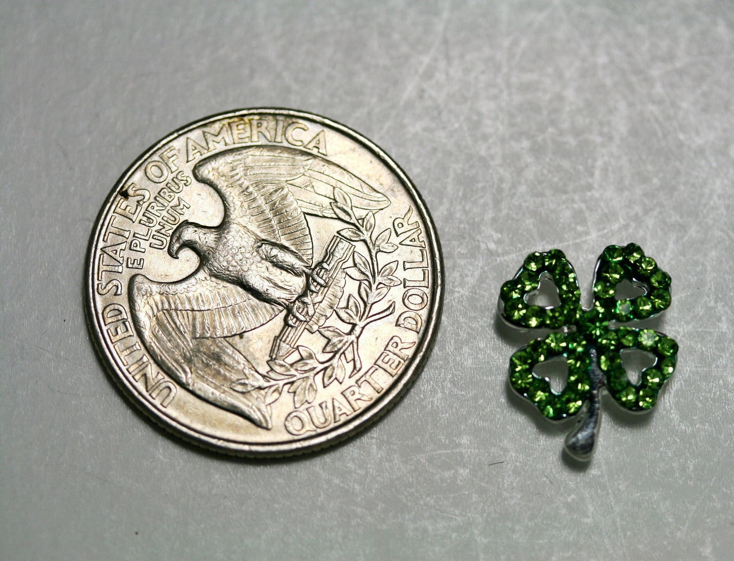 Emeralds Rhinestone Shamrock Outline Post Earrings, St Patrick's Day Earrings, Irish Four Leaf Clover Earrings Jewelry Gift