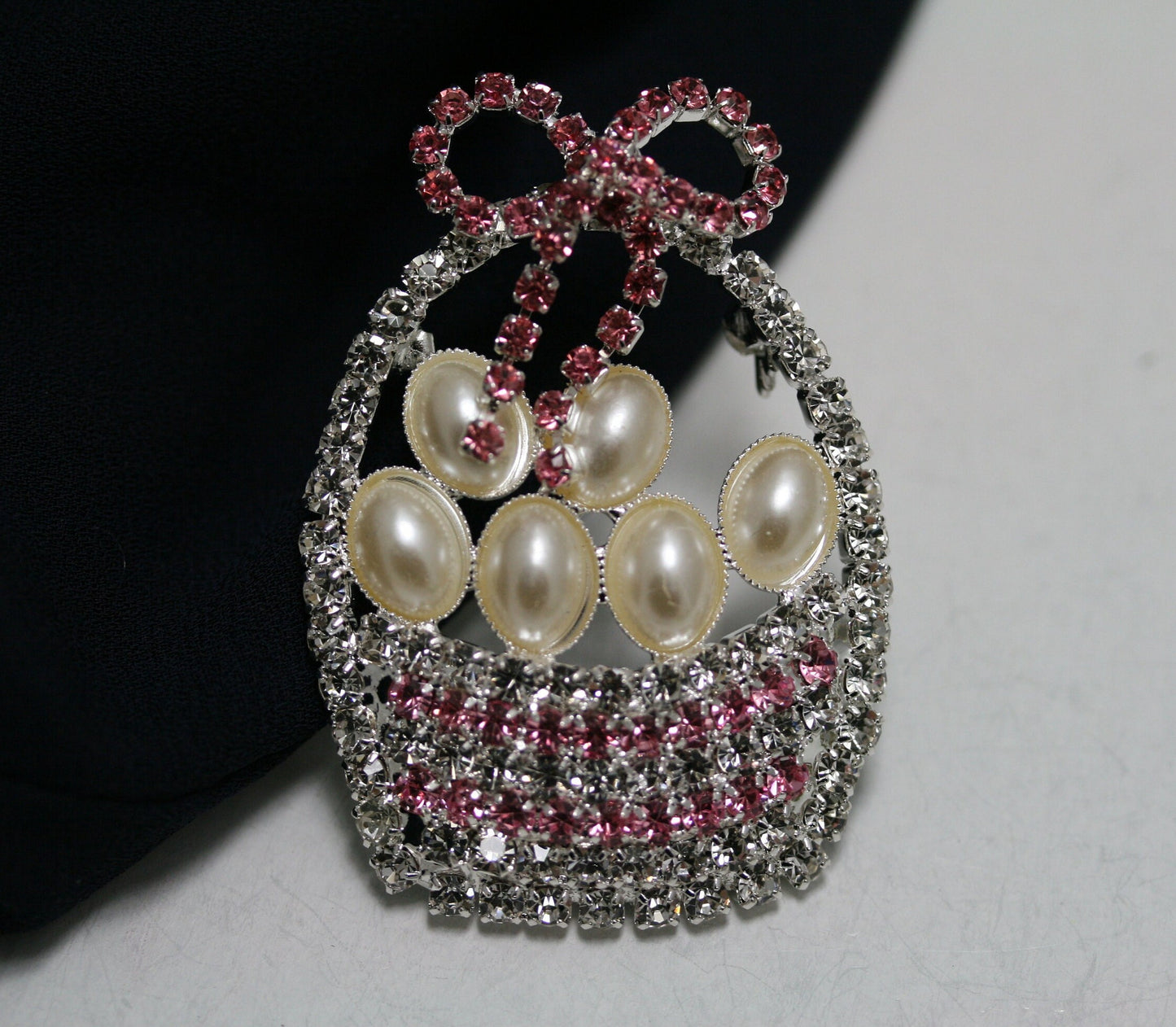 Rhinestone Easter Basket Brooch, Crystal Easter Egg Pin, Easter Jewelry Gift