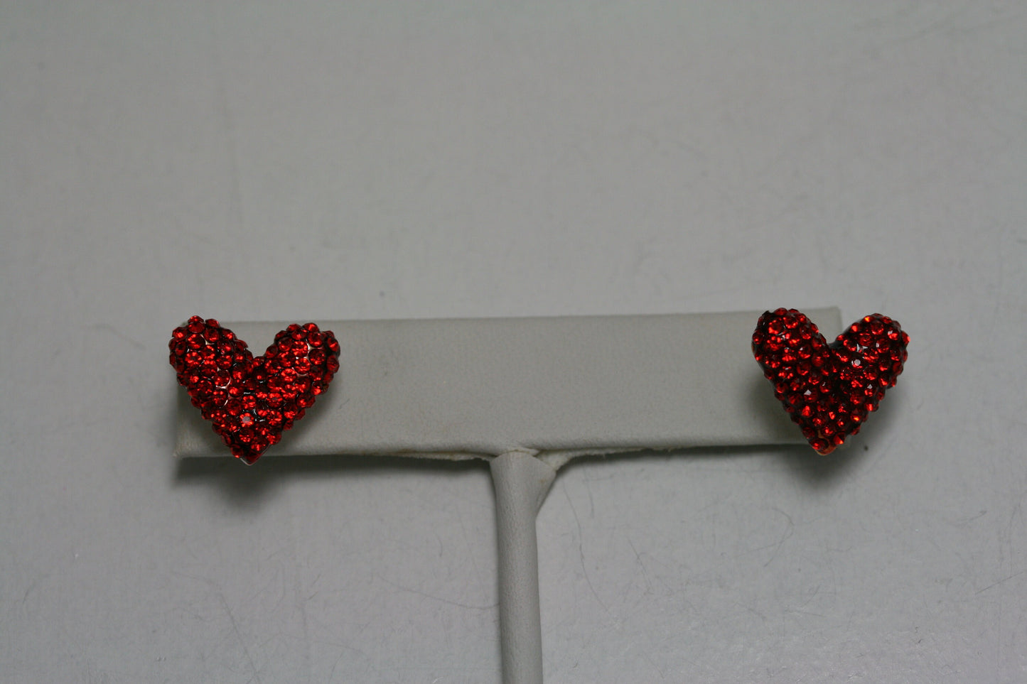 Gold Treasures Crystal Heart Stud Earrings, Rhinestone Red Heart Earrings, Valentine's Day Heart Earrings Jewelry Gift