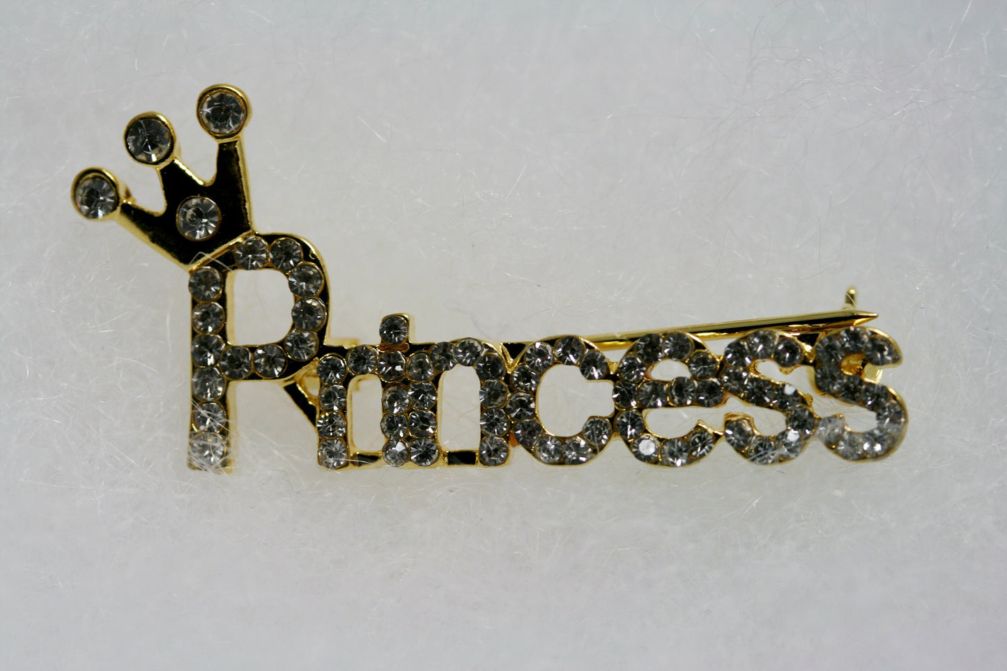 Crystal Rhinestone Word Pin/Brooch "Princess" -Crown, Tiara