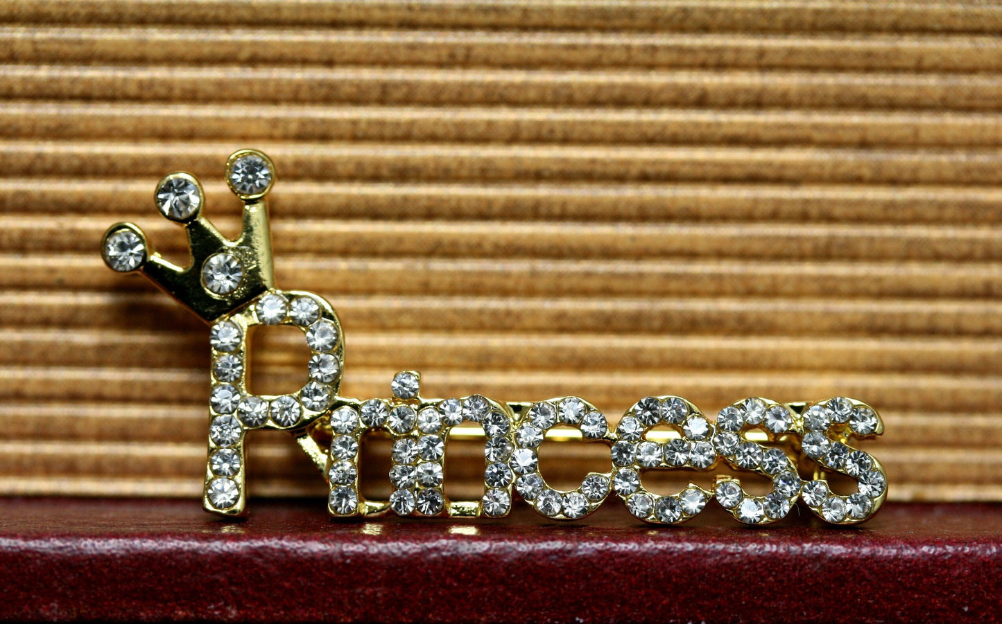 Crystal Rhinestone Word Pin/Brooch "Princess" -Crown, Tiara