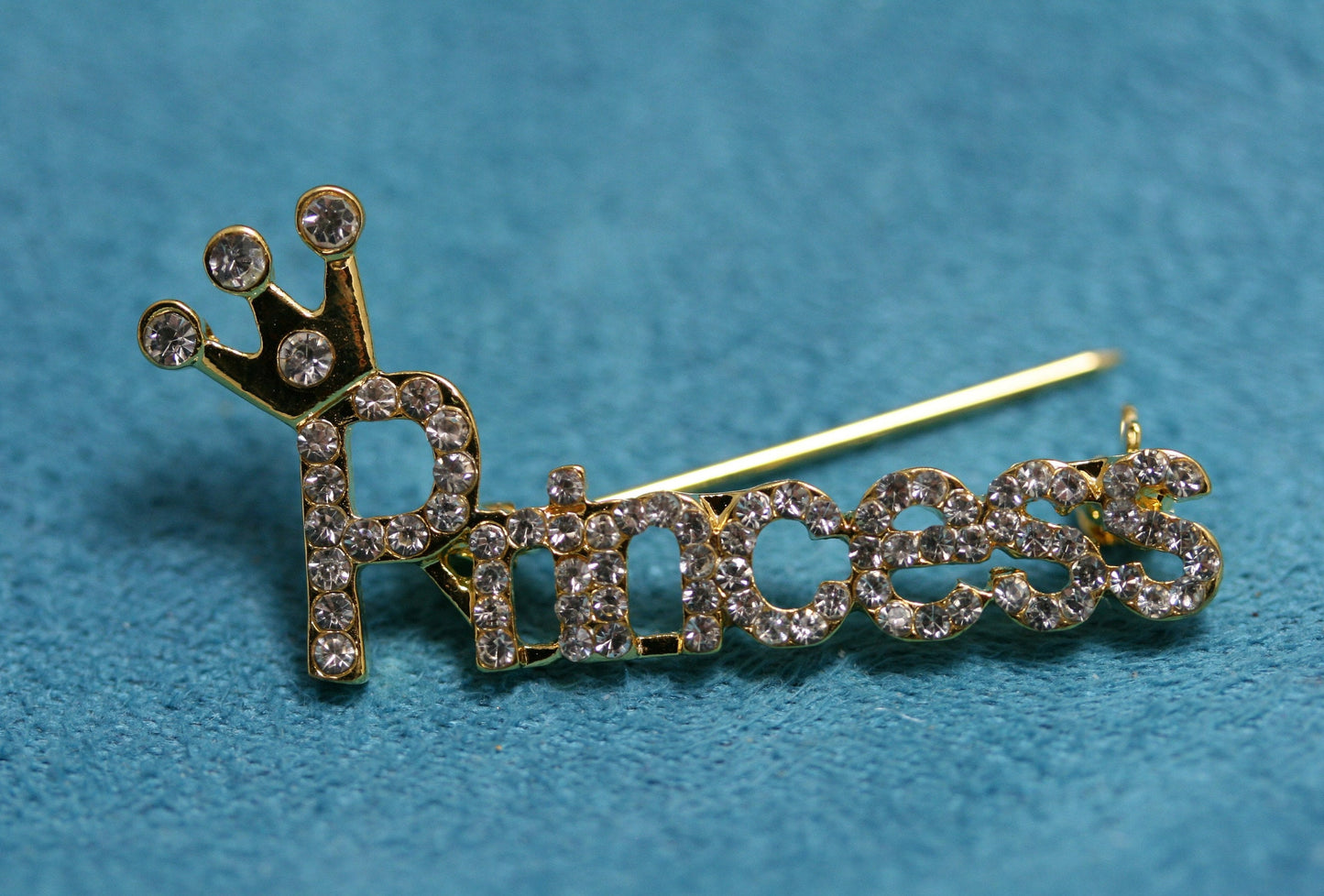 Crystal Rhinestone Word Pin/Brooch "Princess" -Crown, Tiara