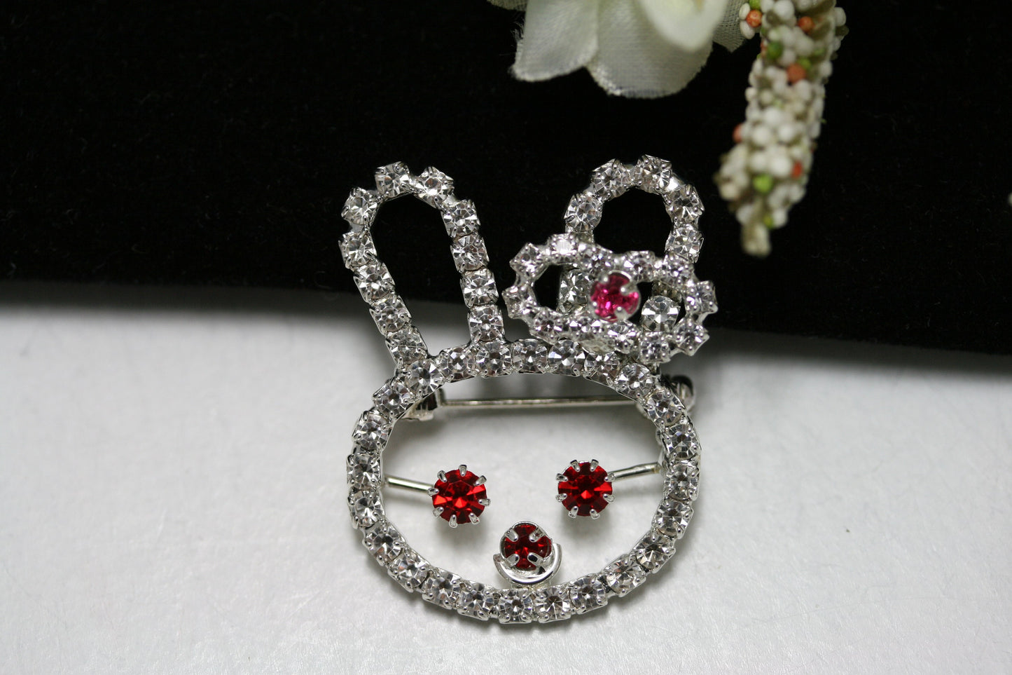 Rhinestone Rabbit Bunny Brooch Pin, Crystal Easter Bunny Face Cut Out Brooch, Easter Jewelry Gift For Her