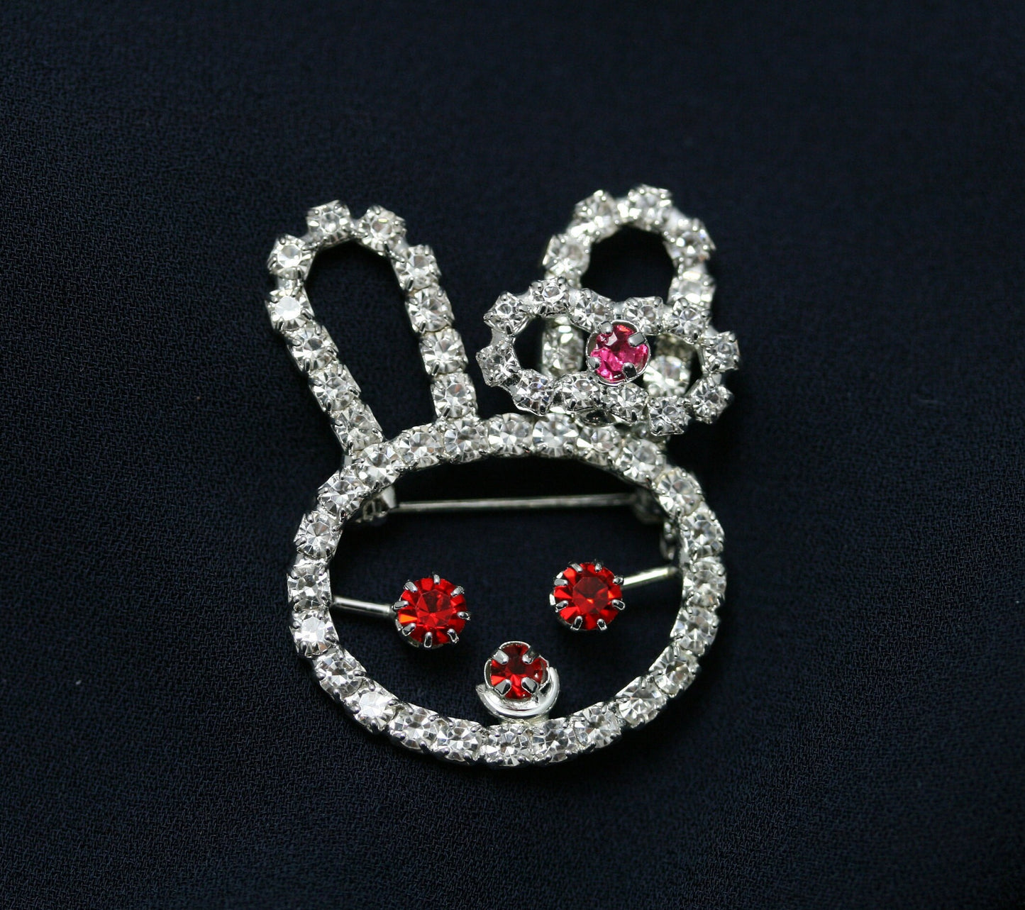 Rhinestone Rabbit Bunny Brooch Pin, Crystal Easter Bunny Face Cut Out Brooch, Easter Jewelry Gift For Her
