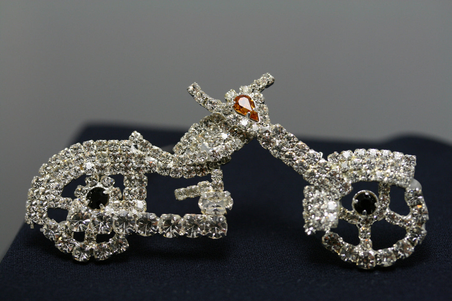 Silver Tone Rhinestone Motorcycle Bike Brooch Pin, Crystal Motorcycle Jewelry Gift, Christmas & Holiday Gift