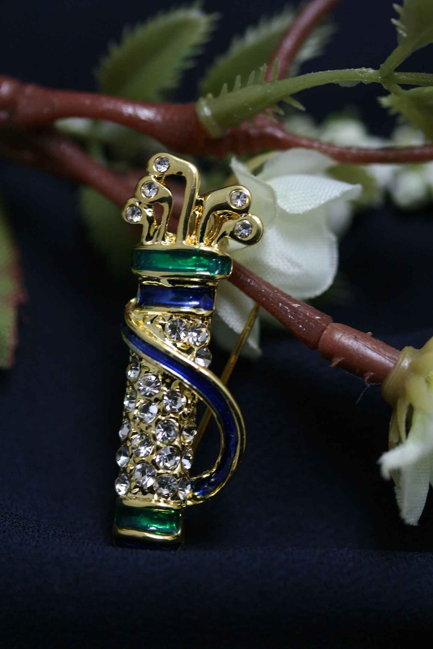 Rhinestone GOLF Pin Brooch BAG Clubs, Golf Bag Brooch Pin, Golf Jewelry Gift
