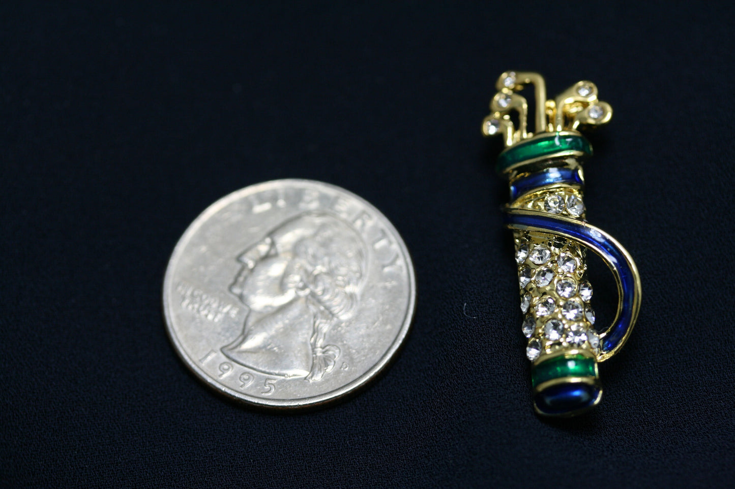 Rhinestone GOLF Pin Brooch BAG Clubs, Golf Bag Brooch Pin, Golf Jewelry Gift