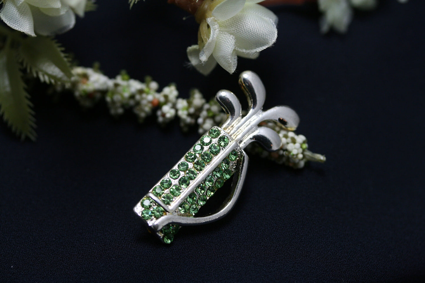 Rhinestone GOLF Pin Brooch BAG Clubs, Golf Bag Brooch Pin, Golf Jewelry Gift