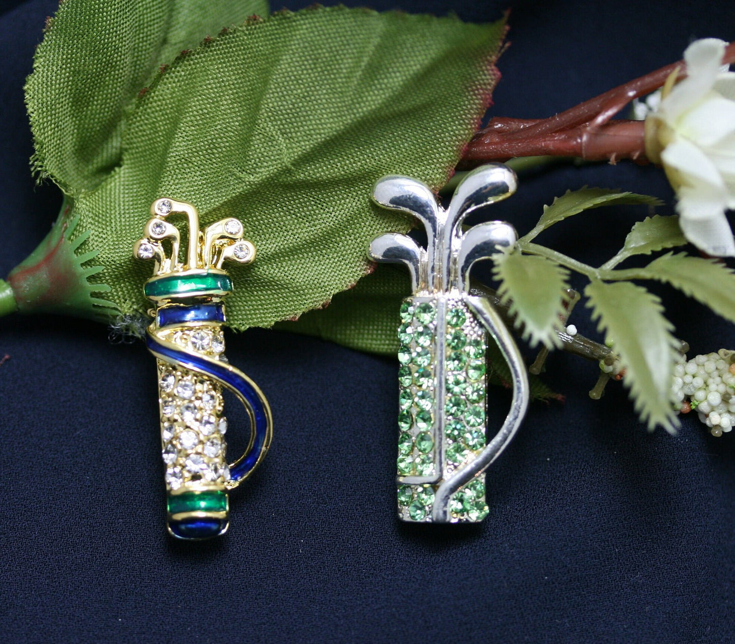Rhinestone GOLF Pin Brooch BAG Clubs, Golf Bag Brooch Pin, Golf Jewelry Gift