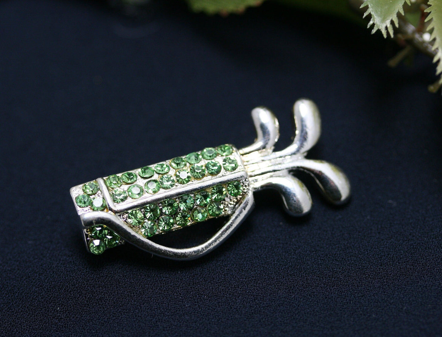 Rhinestone GOLF Pin Brooch BAG Clubs, Golf Bag Brooch Pin, Golf Jewelry Gift