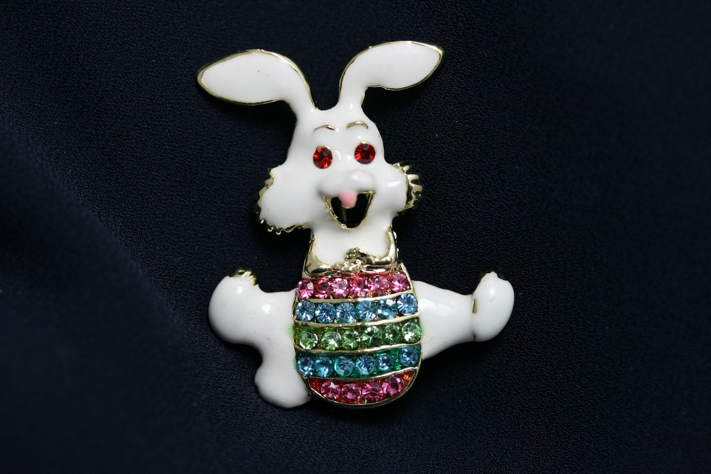 Rhinestone Crystal Enamel Spring Easter Bunny Rabbit Egg Brooch Pin, Easter Egg With Bunny Pin, Easter Brooch Jewelry