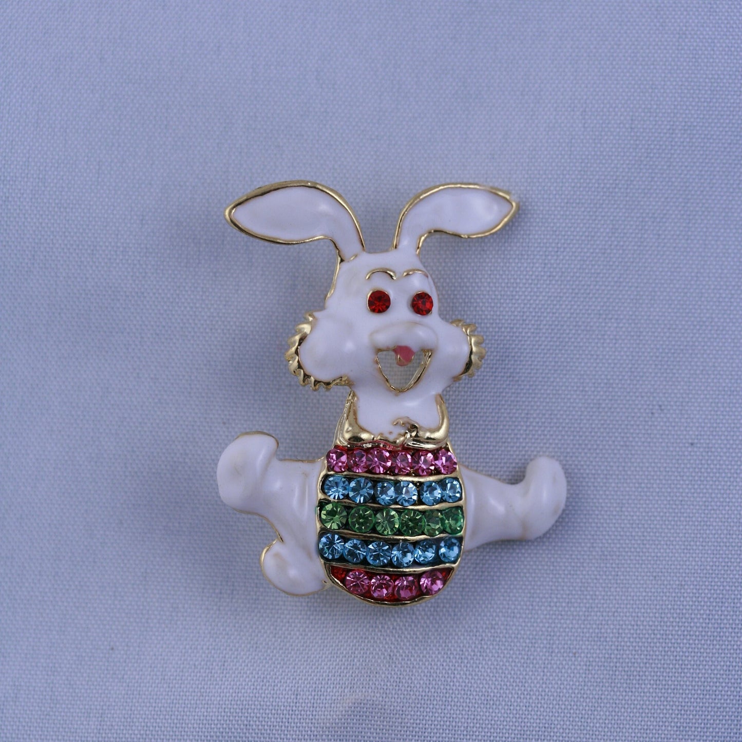 Rhinestone Crystal Enamel Spring Easter Bunny Rabbit Egg Brooch Pin, Easter Egg With Bunny Pin, Easter Brooch Jewelry