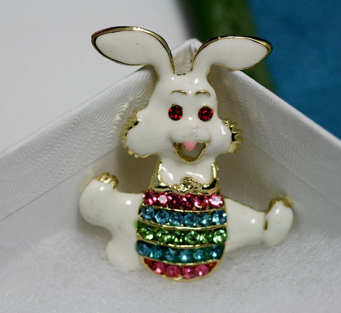 Rhinestone Crystal Enamel Spring Easter Bunny Rabbit Egg Brooch Pin, Easter Egg With Bunny Pin, Easter Brooch Jewelry