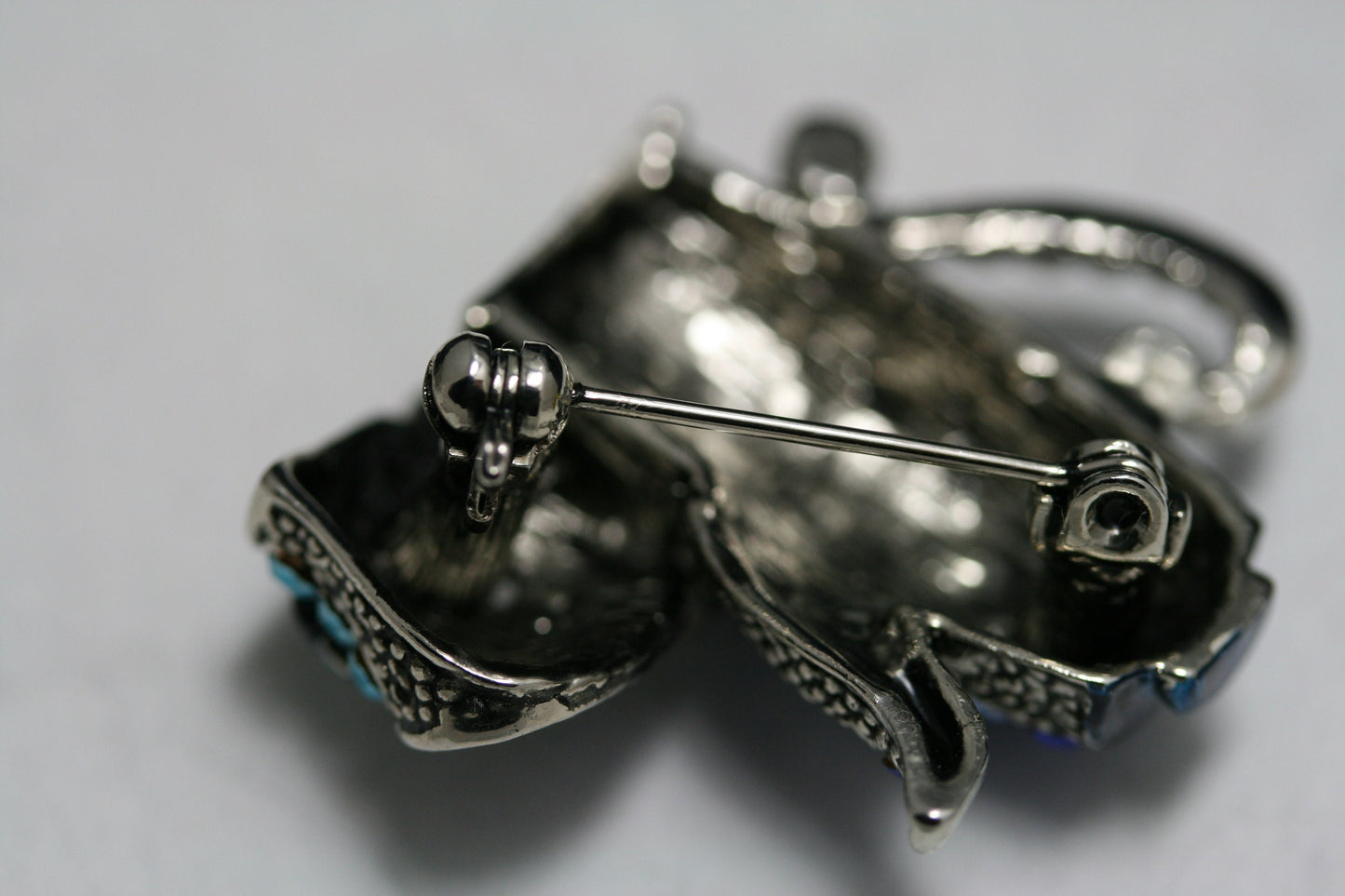 Vintage Teapot Brooch, Antique Silver Teapot Brooch Pin, Enamel Crystal Rhinestone Teapot Cup Brooch Pin