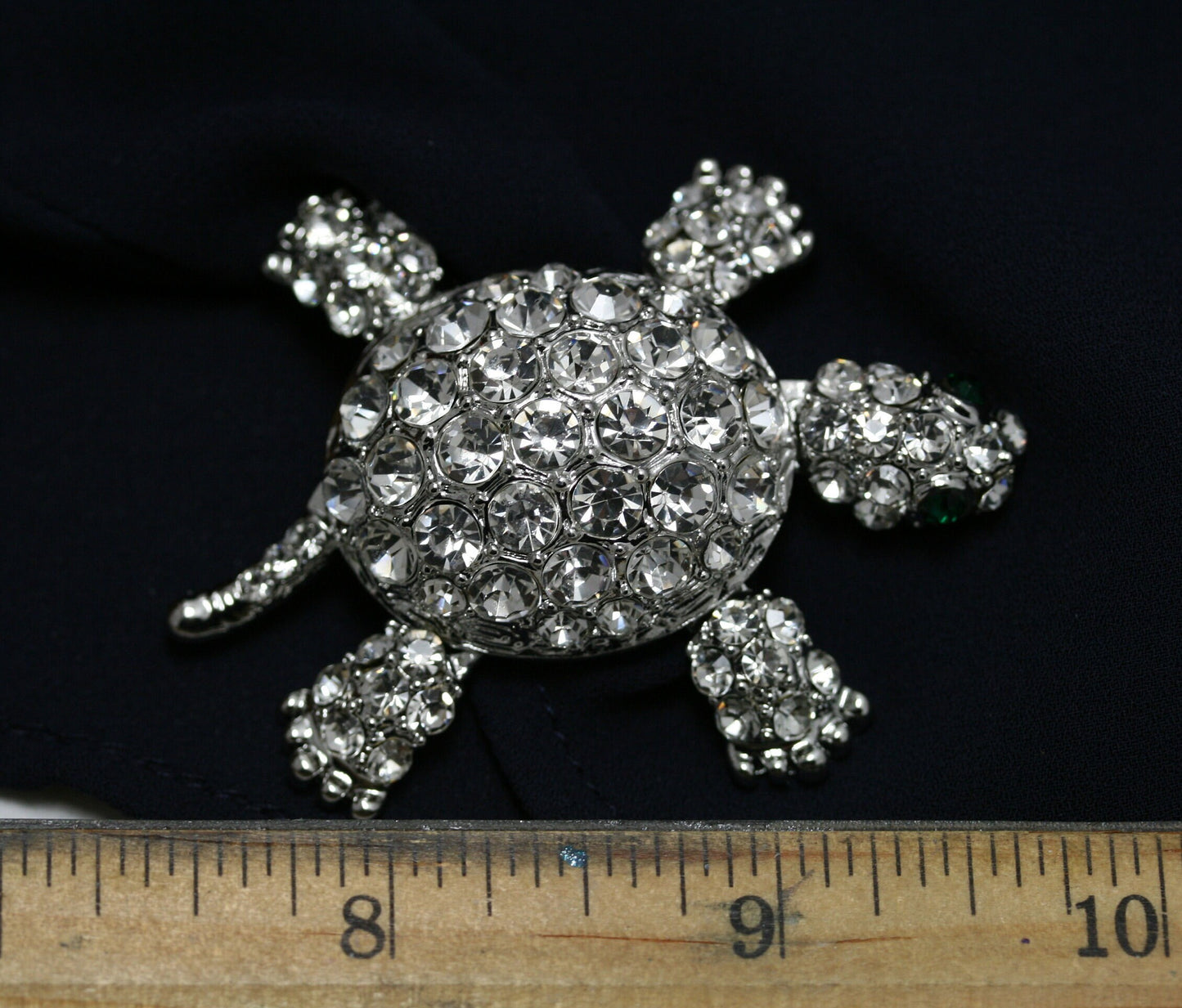 Rhinestone Clear Sparkling Crystals Sea Turtle Pin Brooch With Movable Features, 3D Sea Turtle Brooch Jewelry