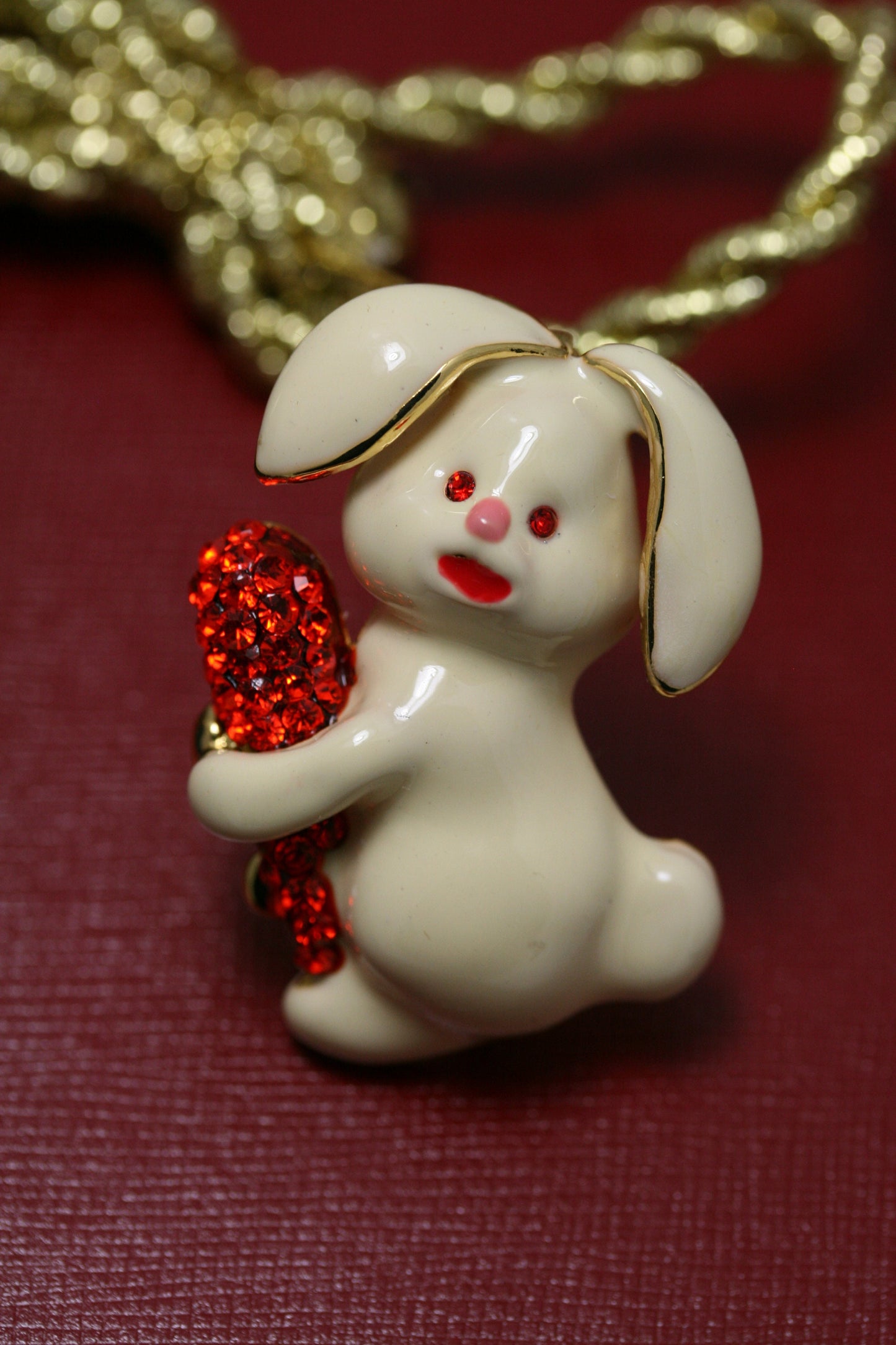 Easter Rabbit Bunny With Crystal Carrot Brooch Pin, Crystal Easter Jewelry Gift