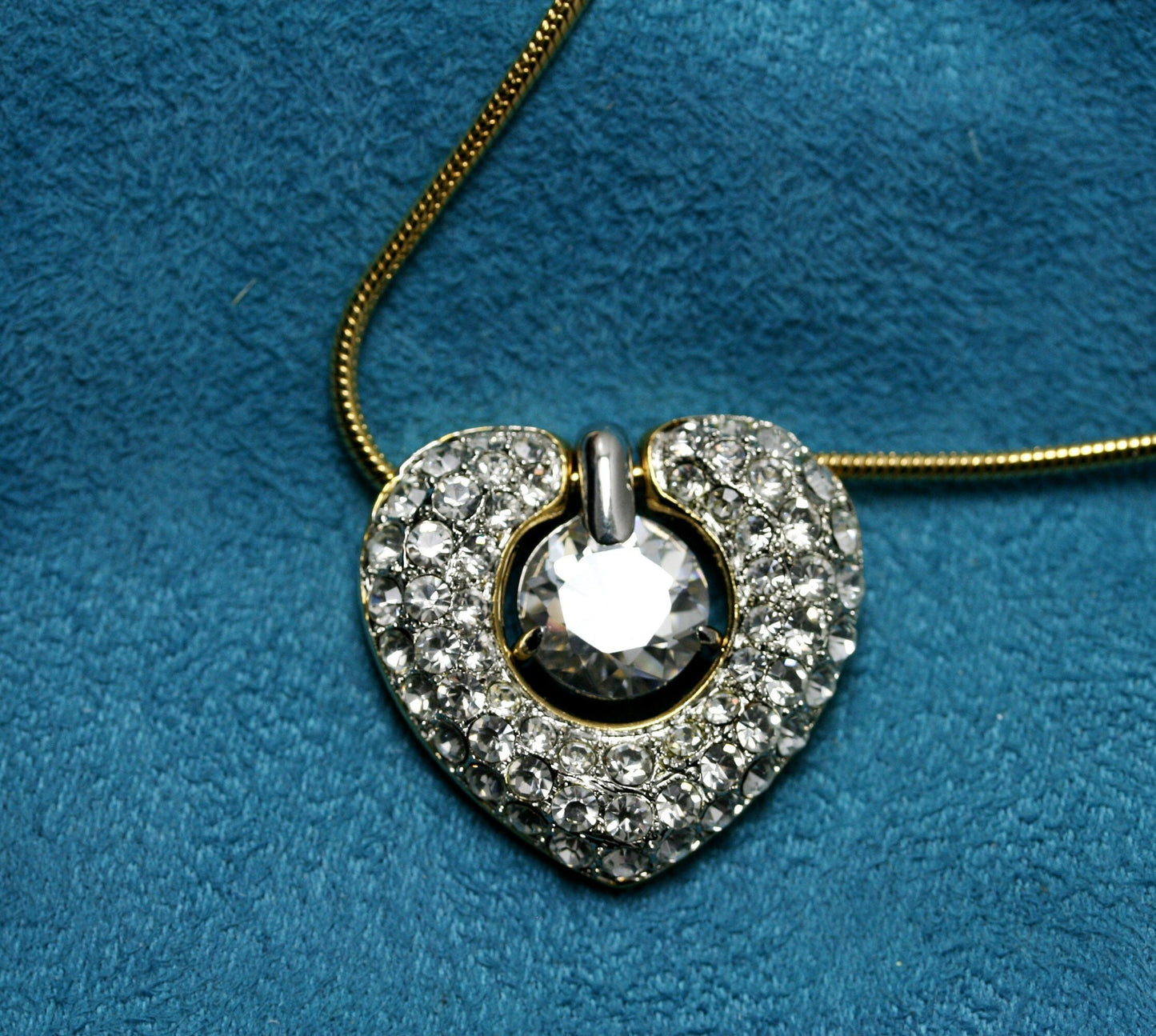 Clear Swarovski Crystal Rhinestone Open Heart Necklace Pendant, Valentine's day Heart Jewelry For Her