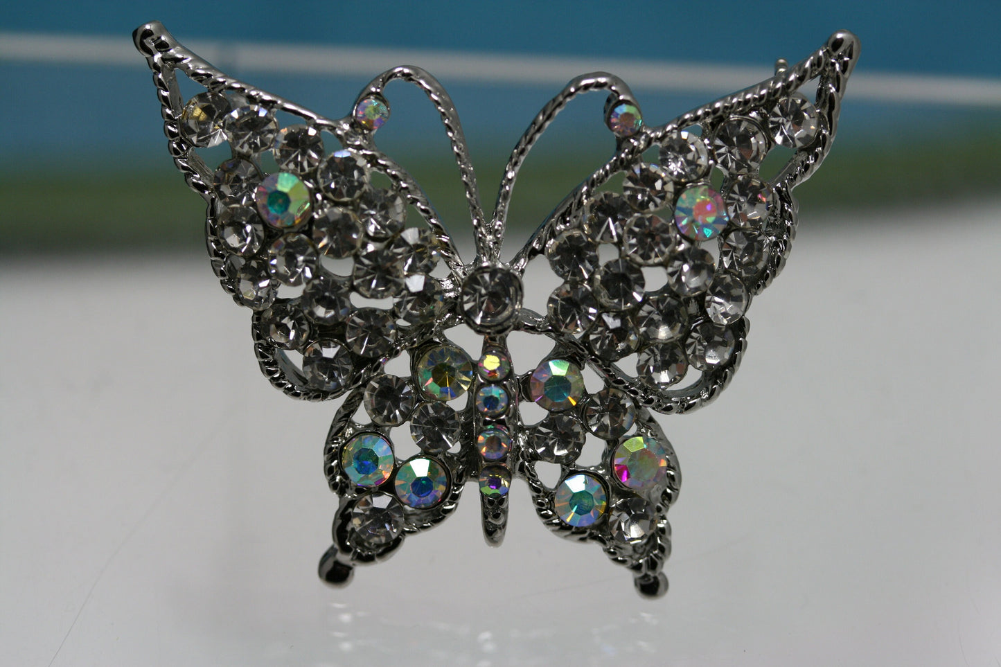 Bling Jewelry Large Clear Crystal Filigree Fashion Statement Butterfly Brooch Pin for Women, Butterfly Pin Jewelry